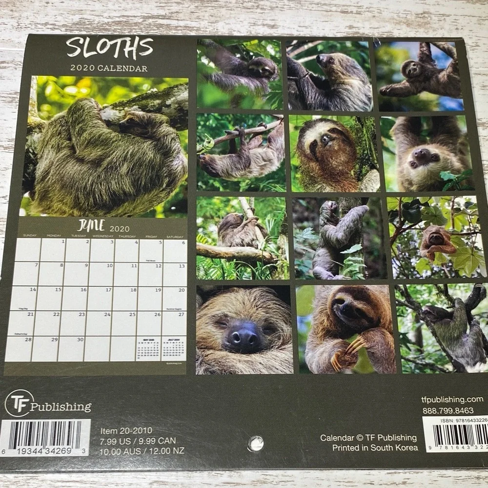 Sloths 2020 Calendar Unused New 7”x7”